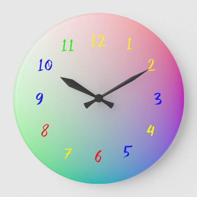 Custom Coloured Jigsaw Pieces, Numbers Kid's Photo Large Clock (Front)