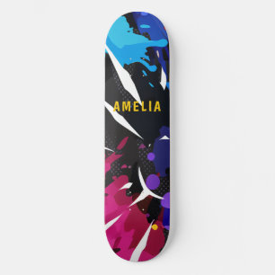 Custom Colourful 2D Animation Blue Black Purple Skateboard