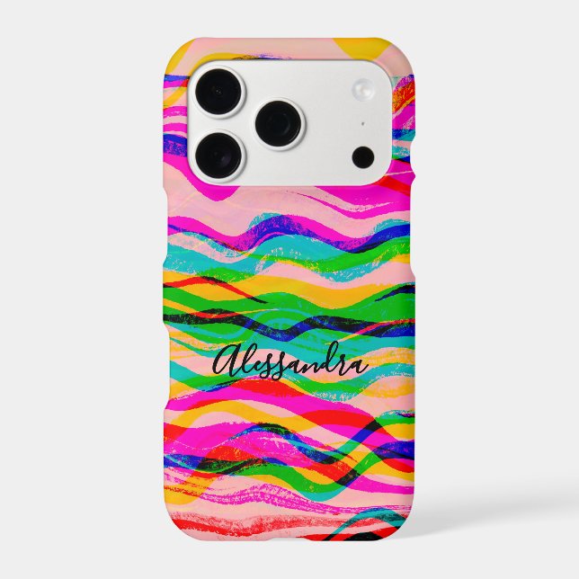 Custom Colourful Abstract Hand Drawn Waves Stripes (Back)