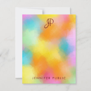 Custom Colourful Abstract Handwritten Monogram Card