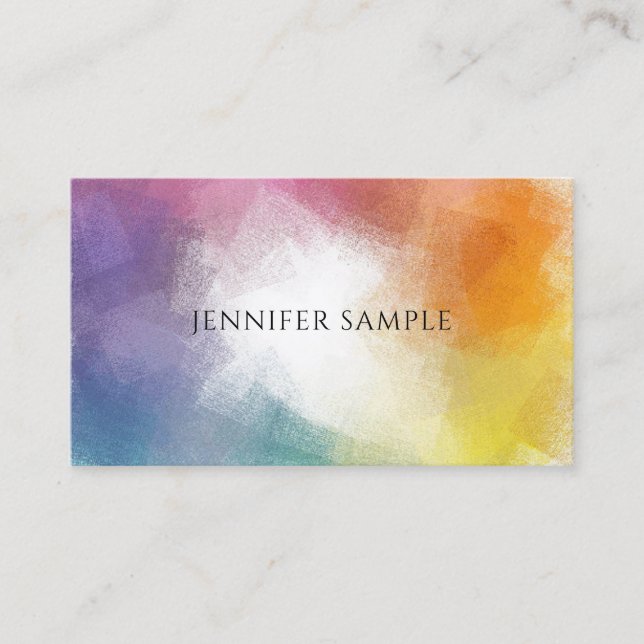 Custom Colourful Abstract Modern Elegant Template Business Card (Front)