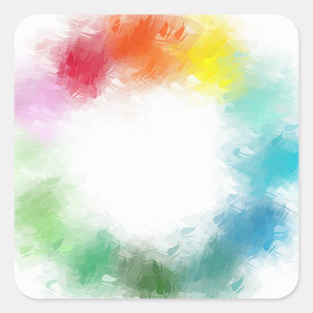 Custom Colourful Abstract Pink Red Yellow Orange Square Sticker (Front)