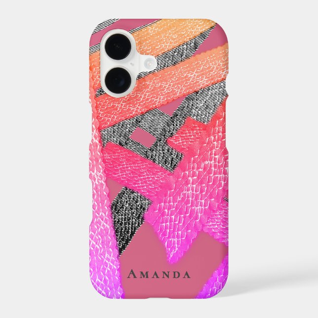 Custom Colourful Abstract Stripes Pink Grey Vibran (Back)