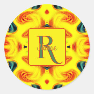 Custom Colourful Art Monogram Your Initial Name Classic Round Sticker