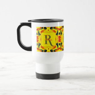 Custom Colourful Art Monogram Your Initial Name Travel Mug
