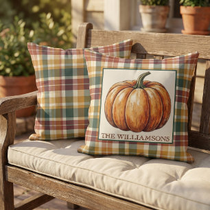 Custom Colourful Autumn Colours Plaid Checks Patte Cushion
