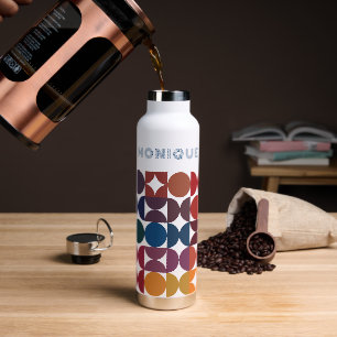 Custom Colourful Blue Orange Purple Retro Pattern Water Bottle