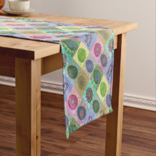 Custom Colourful Eggs Abstract Pattern Easter Short Table Runner