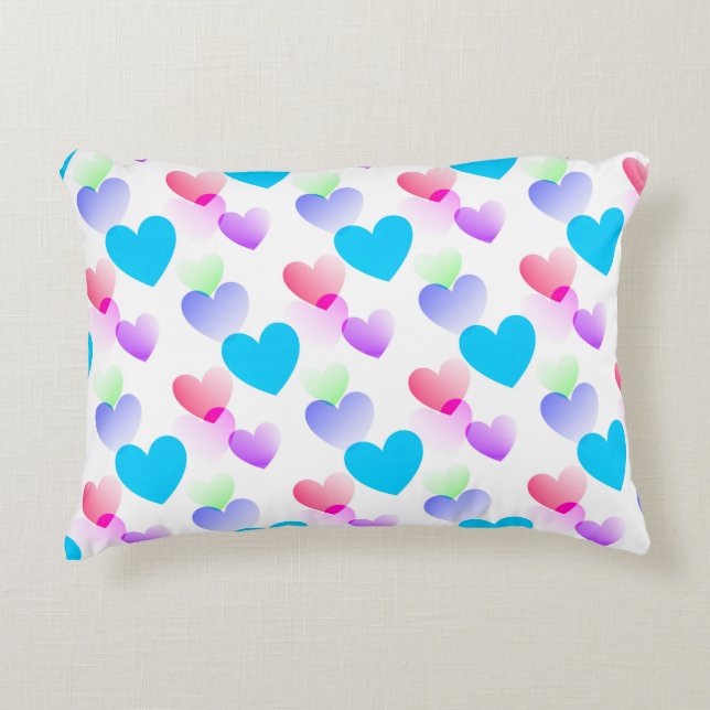 Custom Colourful Gliding Hearts Fun Two-Sided Decorative Cushion (Front)