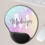 Custom Colourful Glitter Iridescent Elegant Gel Mouse Pad<br><div class="desc">Easily personalise this elegant colourful bokeh glitter pattern with your custom name and/or monogram.</div>