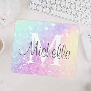Custom Colourful Glitter Iridescent Elegant Mouse Pad