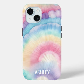 Custom Colourful Groovy Tie Dye Pattern iPhone 15 Case