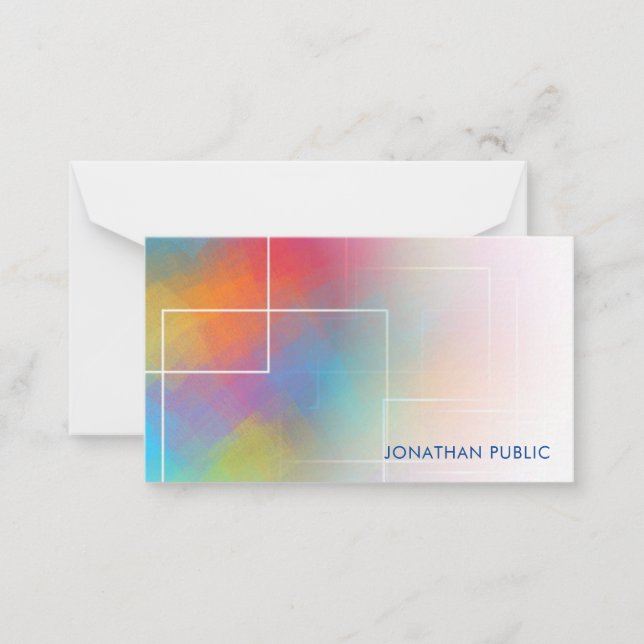 Custom Colourful Hand Script Monogram Elegant Card (Front)