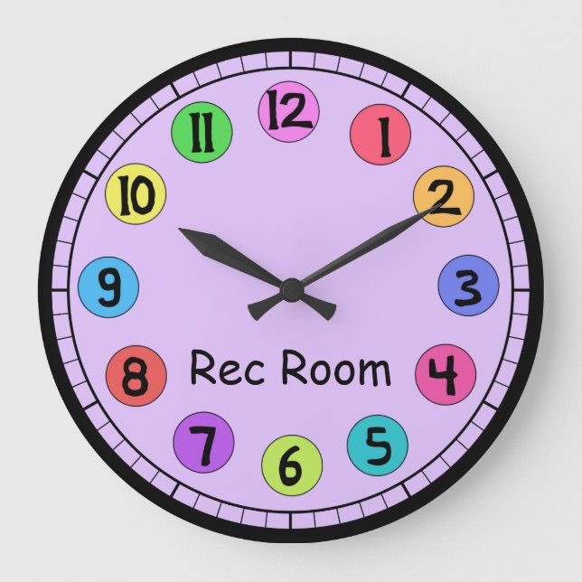 Custom Colourful Kids Big Number Clock (Front)