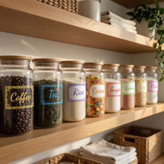 Custom Colourful Kitchen Storage Labels