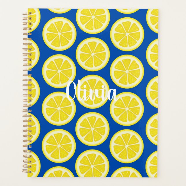 Custom Colourful Lemon Fruit Print Planner (Front)