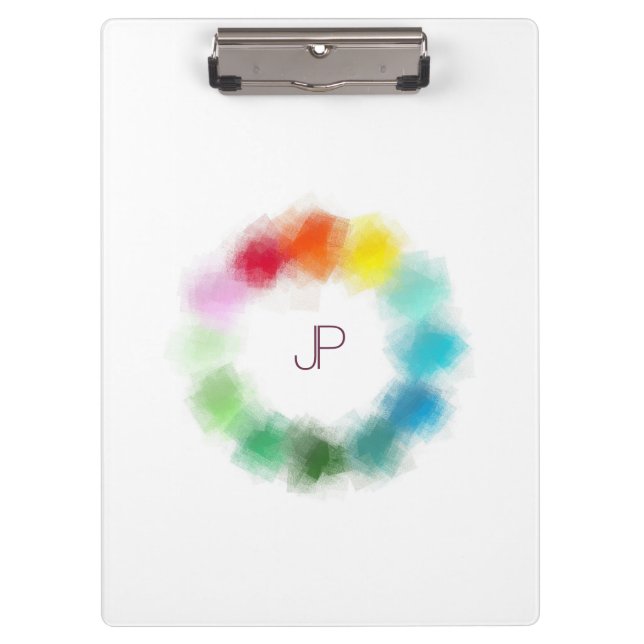 Custom Colourful Monogram Modern Elegant Template Clipboard (Front)