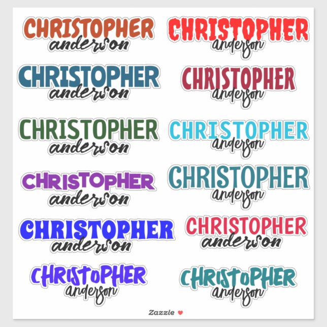 Custom Colourful Name Boy School Vinyl Sticker (Sheet)