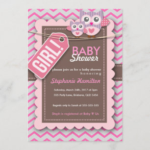 Custom colourful owl flower baby shower invite