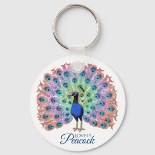 Custom Colourful Peacock Key Ring