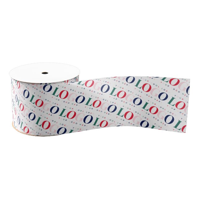 Custom Colourful Rectangle Logo Pattern Repeating Grosgrain Ribbon (Spool)