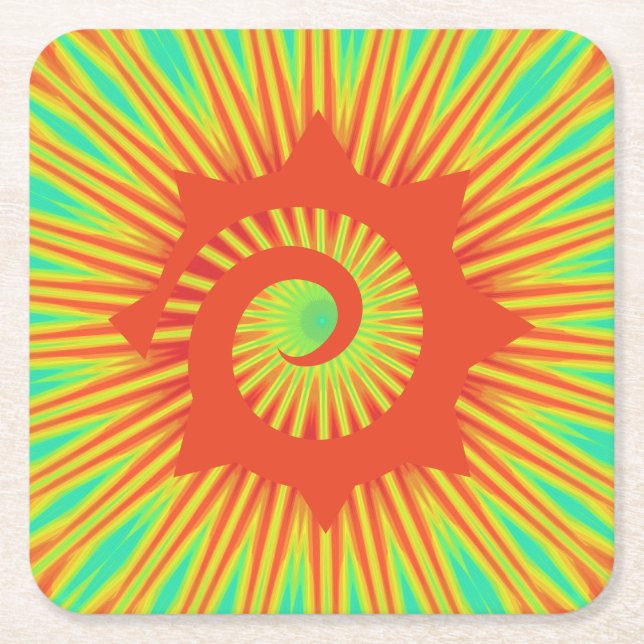 Custom Colourful Red Spiral Paper Coasters (Front)