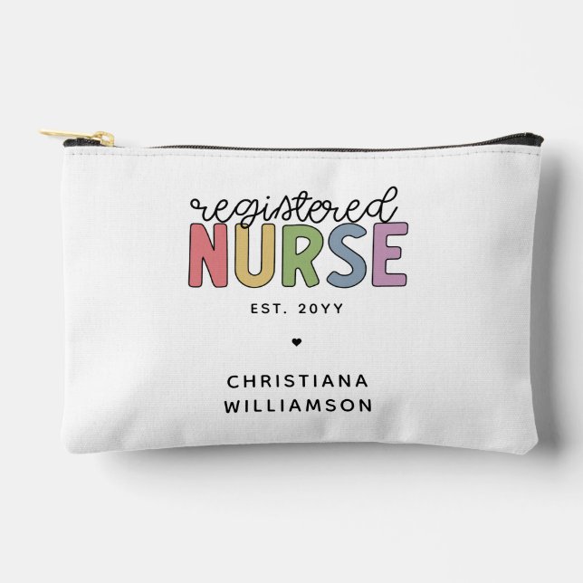 Custom Colourful Registered Nurse RN Graduation Accessory Pouch (Front)
