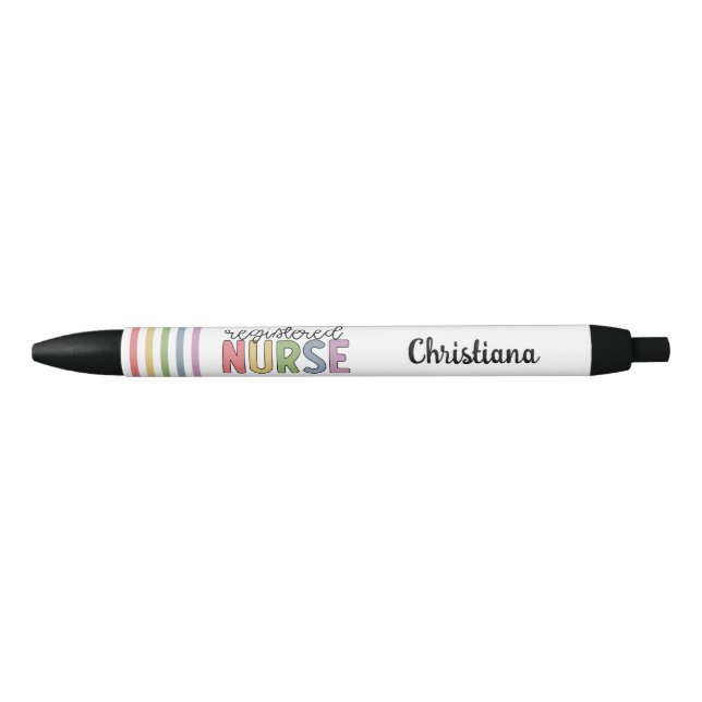 Custom Colourful Registered Nurse RN Graduation Black Ink Pen (Front)