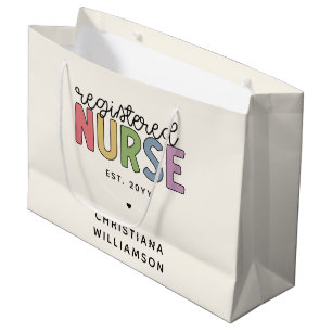 Custom Colourful Registered Nurse RN Graduation Large Gift Bag