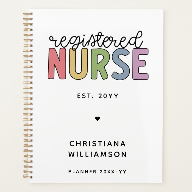 Custom Colourful Registered Nurse RN Graduation Planner (Front)
