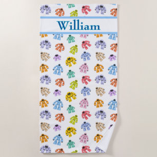 Custom Colourful Robots Beach Towel