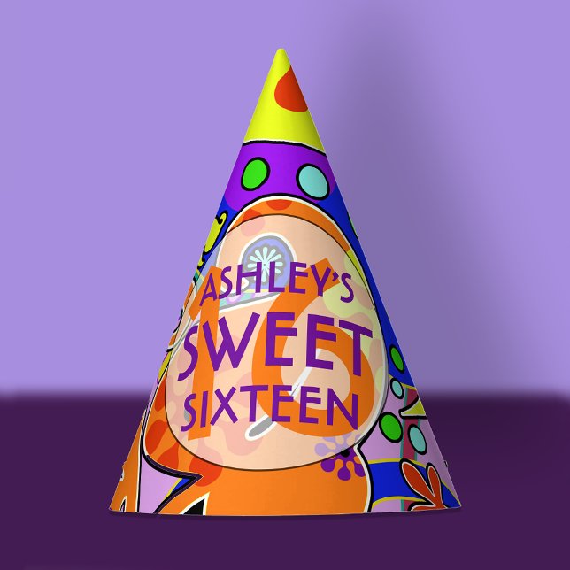 Custom Colourful Sweet 16 Birthday Party Hat (Creator Uploaded)