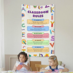 Custom Colourful Teacher's Classroom Rules Banner