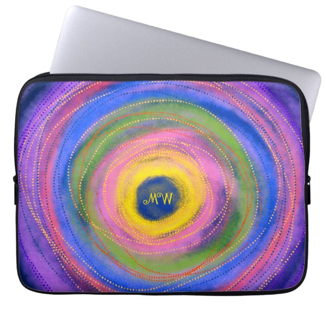 Custom Colourful vibrant Mandala Circles    Laptop Sleeve (Front)