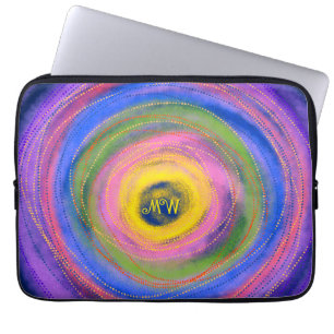 Custom Colourful vibrant Mandala Circles Laptop Sleeve