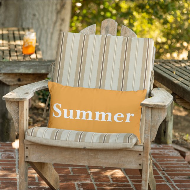 Custom colourful vibrant orange Summer decor Lumbar Cushion (Chair)