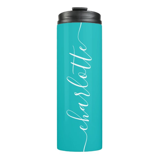 Custom Colours Add Your Name Calligraphy Script Thermal Tumbler (Front)