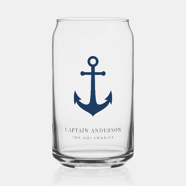 Custom Colours Anchor Personalised Captain  Can Glass (Front)