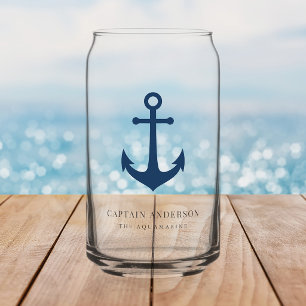 Custom Colours Anchor Personalised Captain Can Glass