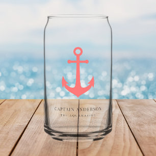 Custom Colours Anchor Personalised Captain Can Glass