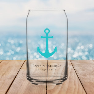 Custom Colours Anchor Personalised Captain Can Glass