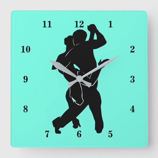 Custom Colours and Font - Tanngo Dancers Silhouett Square Wall Clock (Front)