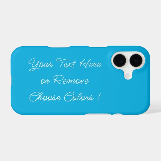 Custom Colours and Text Blue iPhone Case Example (Back Horizontal)