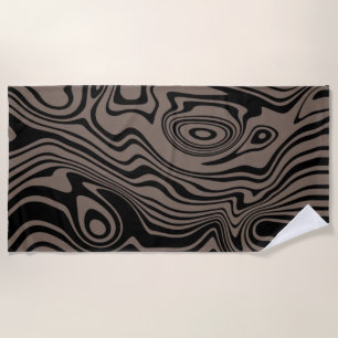 Custom Colours Beach Towel Abstract Waves - Brown