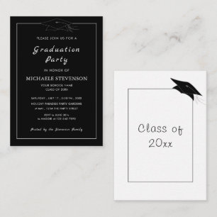 Custom Colours Black White Graduation Invitation