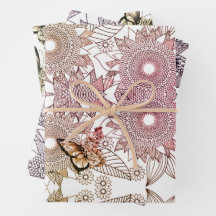 Custom Colours Butterfly Mandala Wrapping Paper S