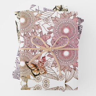Custom Colours Butterfly Mandala Wrapping Paper S