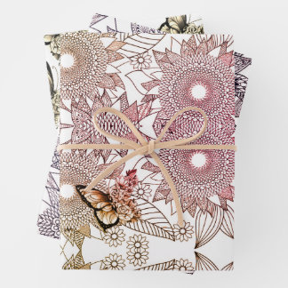 Custom Colours Butterfly Mandala Wrapping Paper S