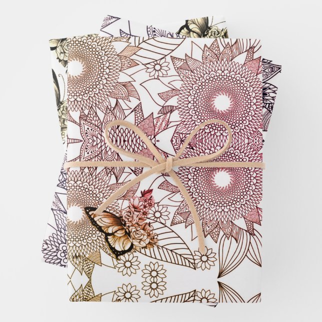 Custom Colours Butterfly Mandala  Wrapping Paper S (In situ)