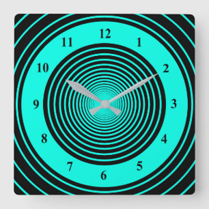 Custom Colours Circles Wall Clock - Turquoise